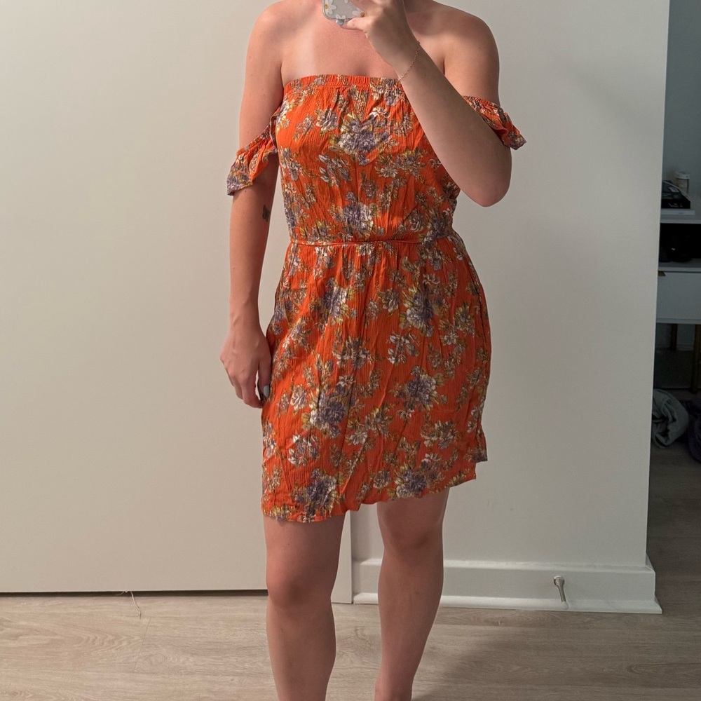 American Eagle Outfitters Orange Strapless Sundress